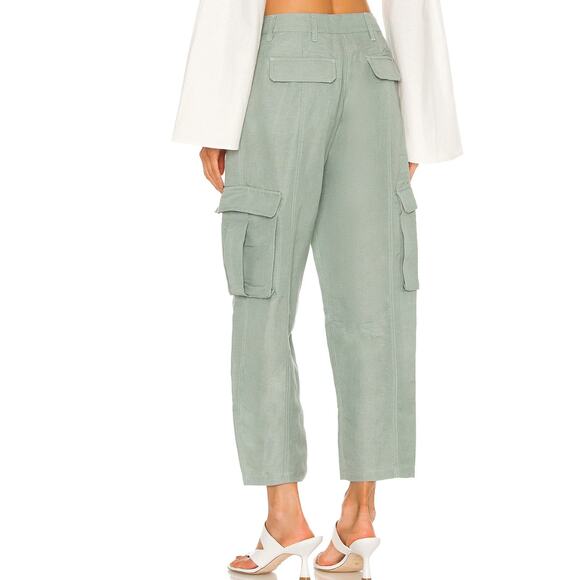 L'Academie The Mili Linen Pant in Sage Green NWT Size Small - Picture 3 of 3